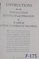 Foster-Foster 1-F, Turret Type Fastermatic Lathe, Maintenance and Operating Manual-1-F-06